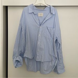 Citizens of Humanity Blue Cotton Oversized Collared Button Up Down Shirt S